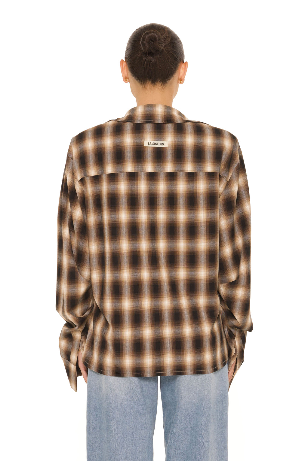 Oversized Checked Blouse Beige